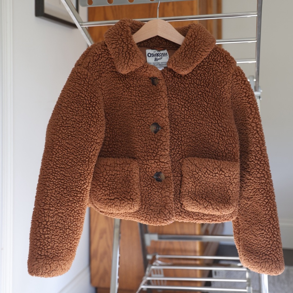 OshKosh B’gosh Brown Teddy Sherpa Jacket Girls Size 7